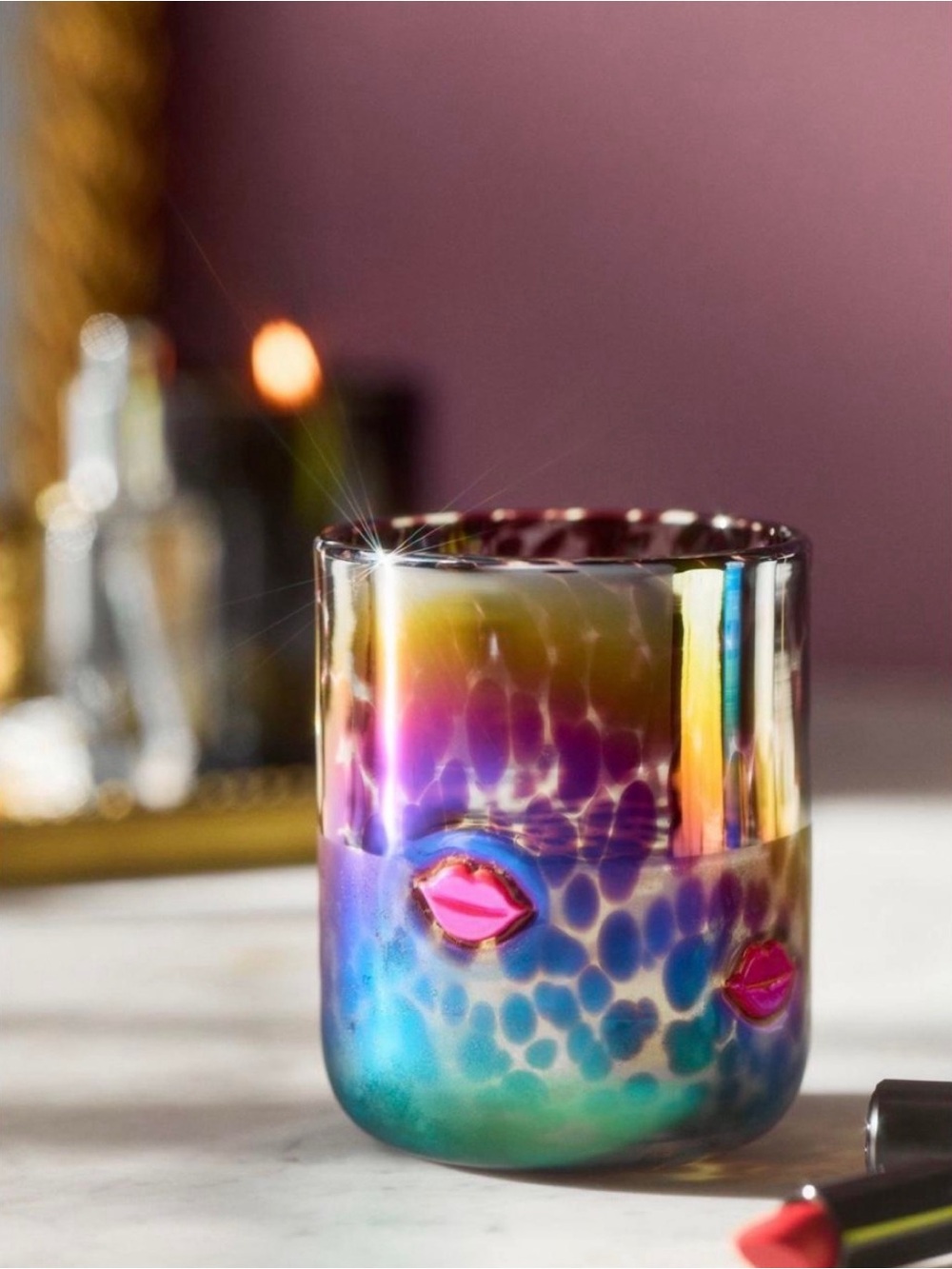 Anthropologie Marquee Icon Juice Glass Red Lips